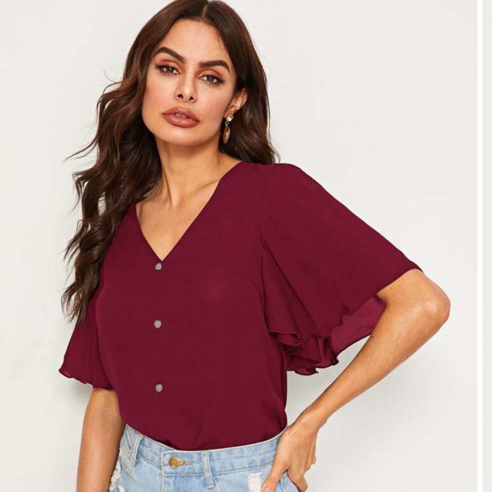 Maroon V neck top